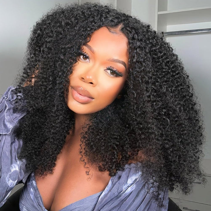 Bele Kinky Curly Lace Front Wigs Echthaar, 61 cm (51 Zoll), brasilianisches Kinky Curly HD, transpar