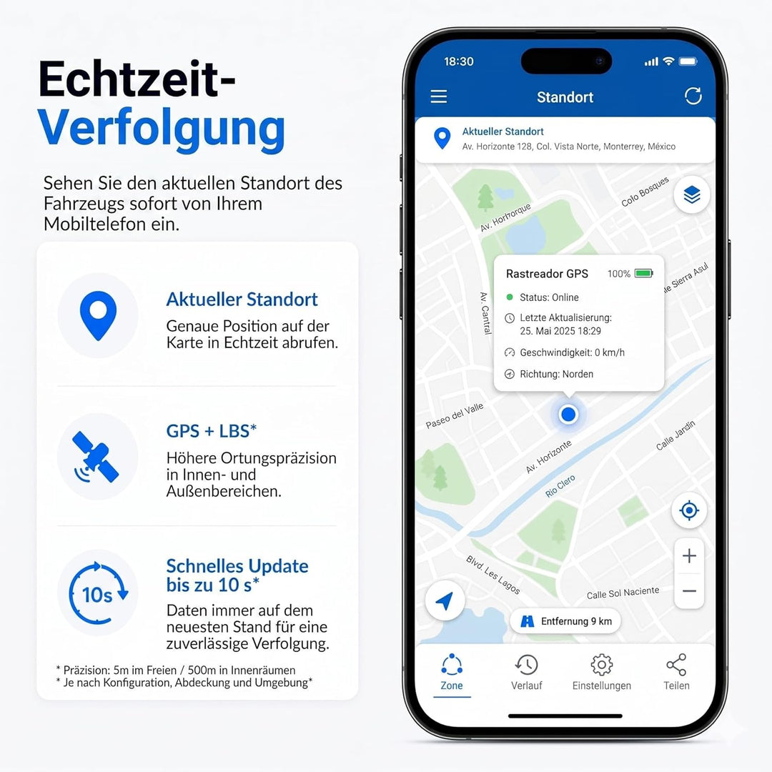 Winnes GPS Tracker Auto Ohne ABO, 4G GPS Tracker mit Magnet, Echtzeit Ortung per APP, 20000mAh Auto