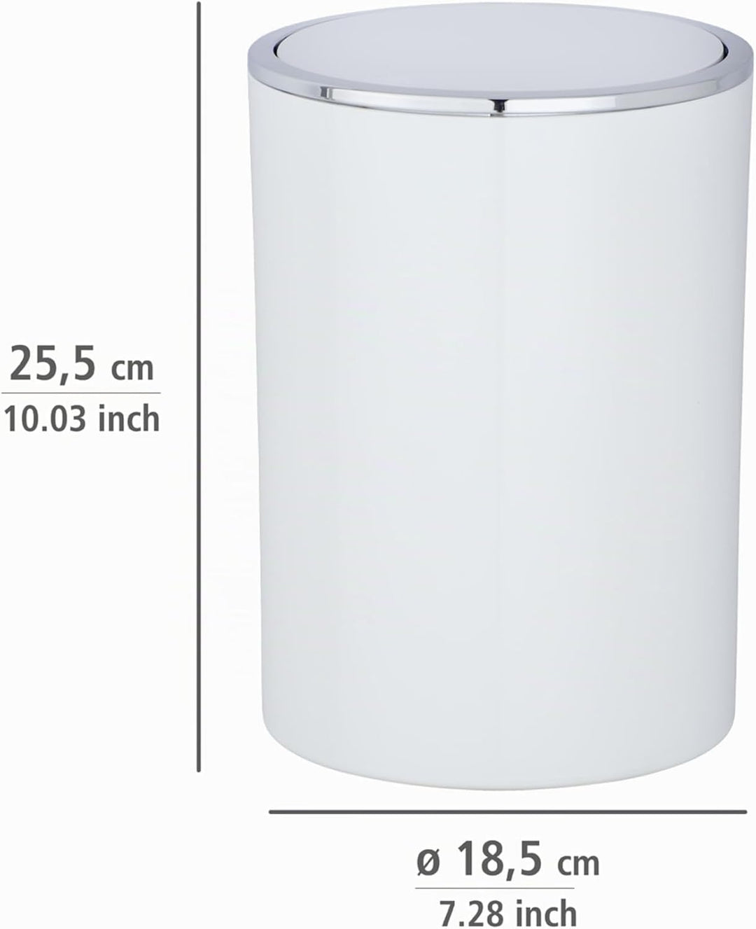 WENKO Kosmetikeimer Mod. Inca 5 Liter Abfallbehälter mit Deckel für Gäste-WC Badezimmer Mülleimer Ku