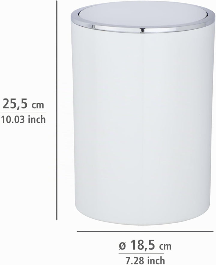 WENKO Kosmetikeimer Mod. Inca 5 Liter Abfallbehälter mit Deckel für Gäste-WC Badezimmer Mülleimer Ku