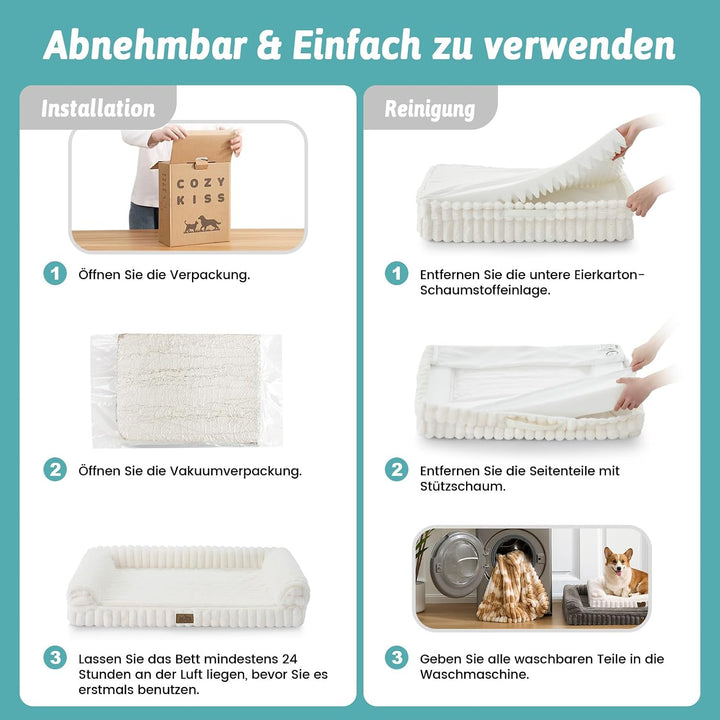 COZY KISS Orthopädisches Hundebett für Extra Grosse Hunde 110x80x17cm – Hundesofa mit Weichem Kunstf