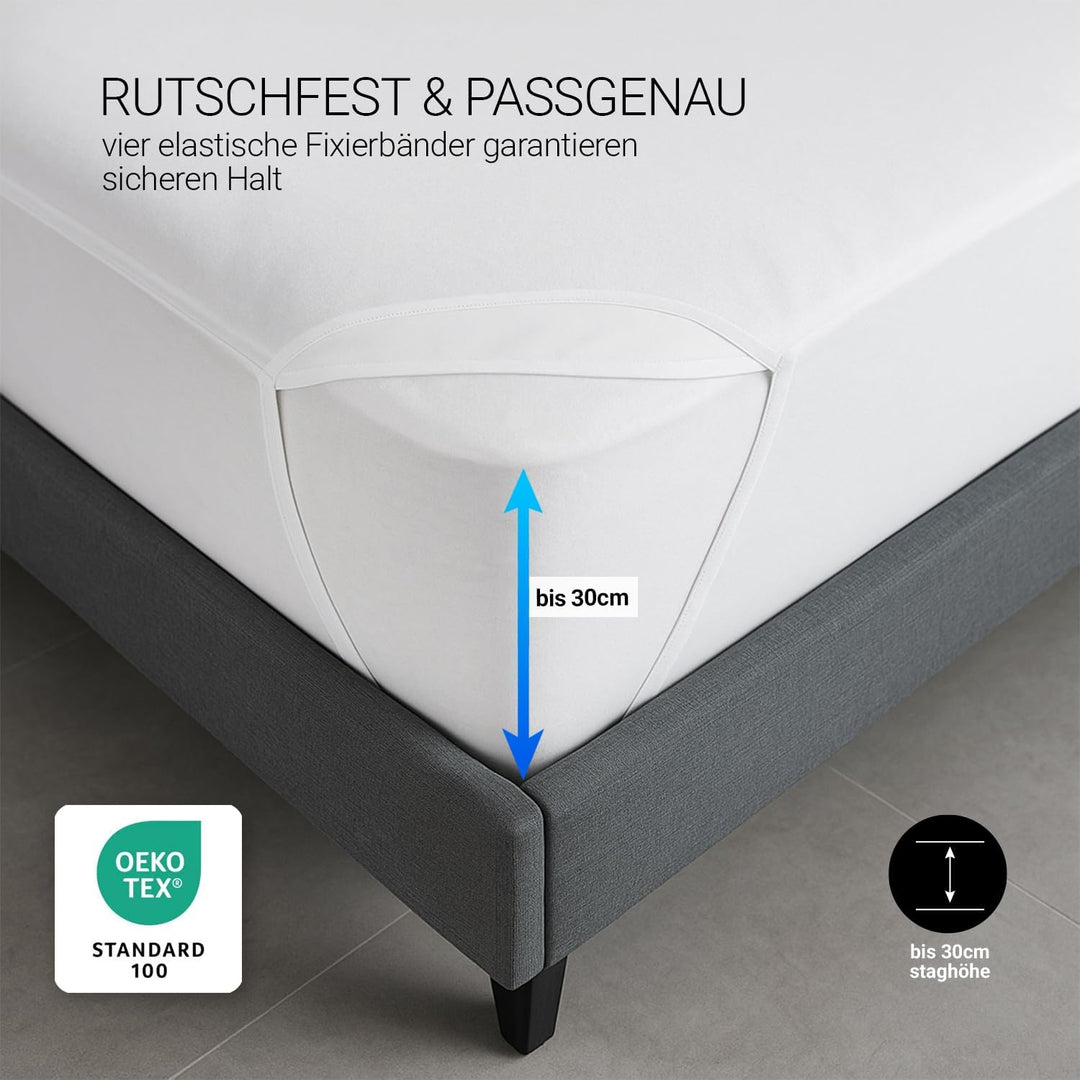 MEBY 140x200 cm wasserdichter Matratzenschoner. Atmungsaktive Matratzenauflage aus Baumwolle. Matrat
