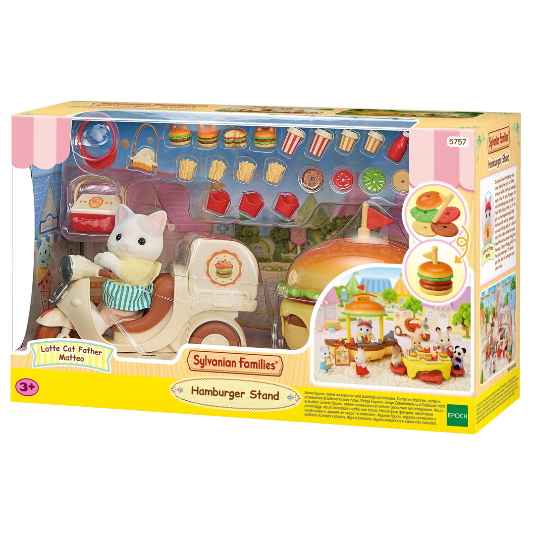 Sylvanian Families - 5757 Mobiler Hamburger Imbiss mit Figur, detailreiches Spielset mit Tierfigur M
