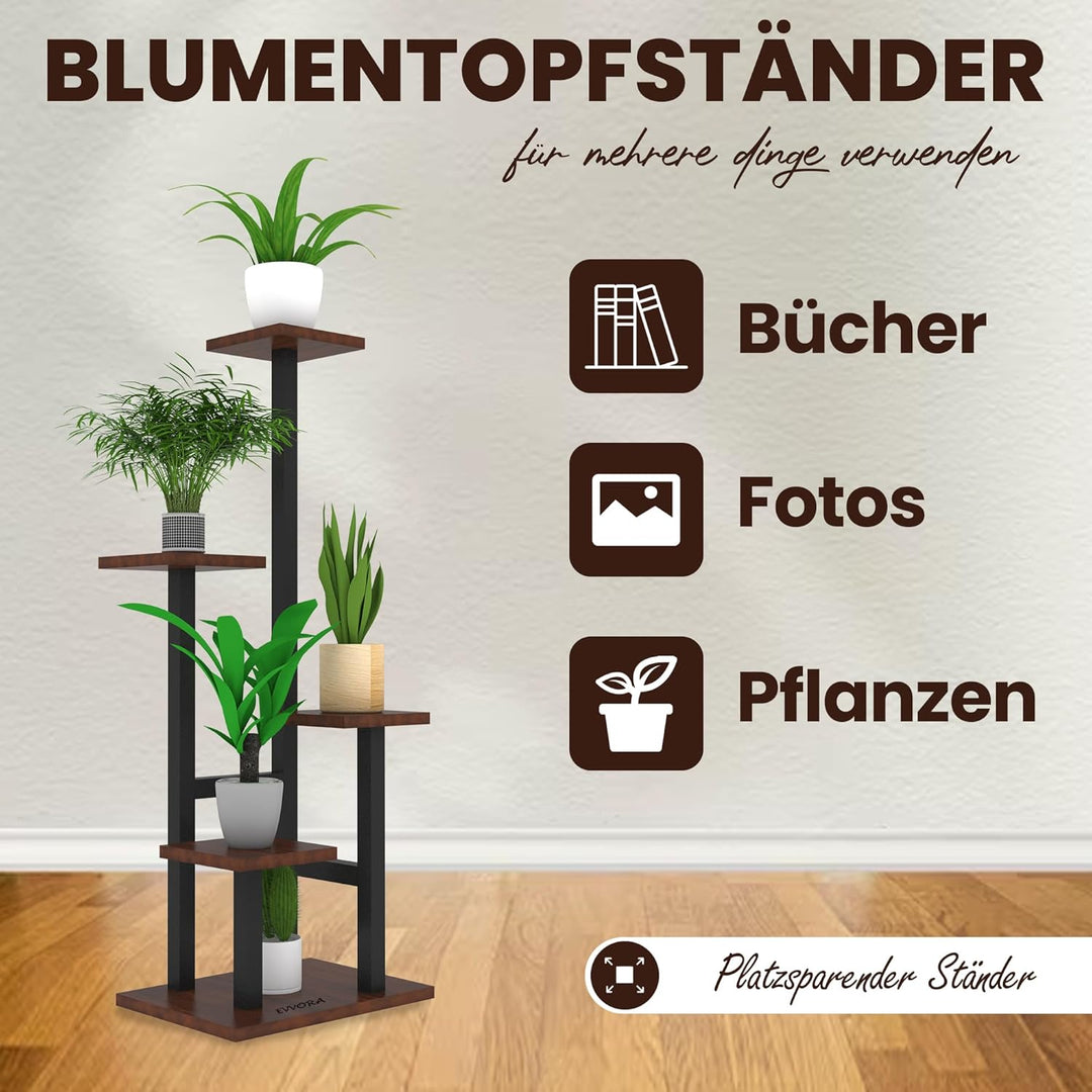 Blumenständer metall - Pflanzenregal Holz - Pflanzenständer mit Werkzeuge als Geschenk -Blumentreppe