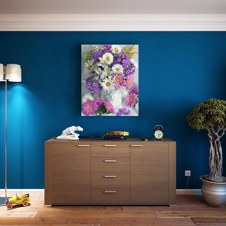 Artnapi Malen nach Zahlen Erwachsene mit Rahmen | DIY Handgemalt | Blumen - Zartes Bouquet | Kit für