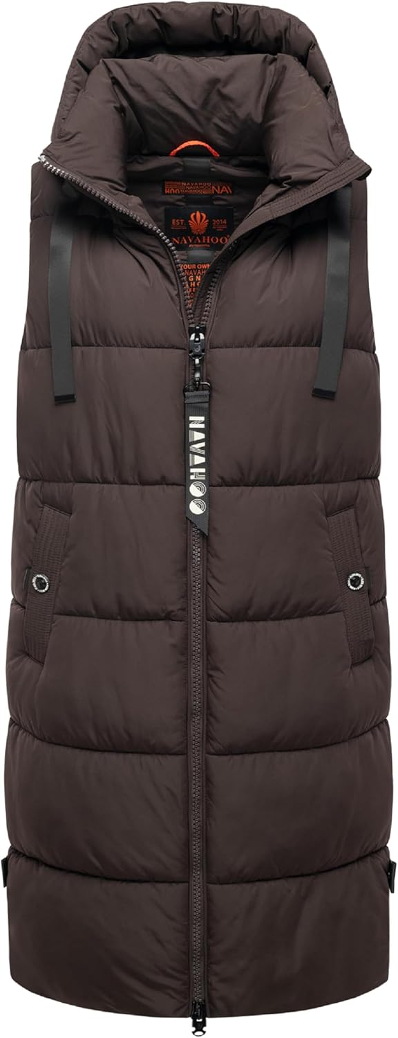 Navahoo Damen ärmellose Lange Outdoorweste warme Winterjacke Schnuffelchen XS-3XL M Choco, M Choco