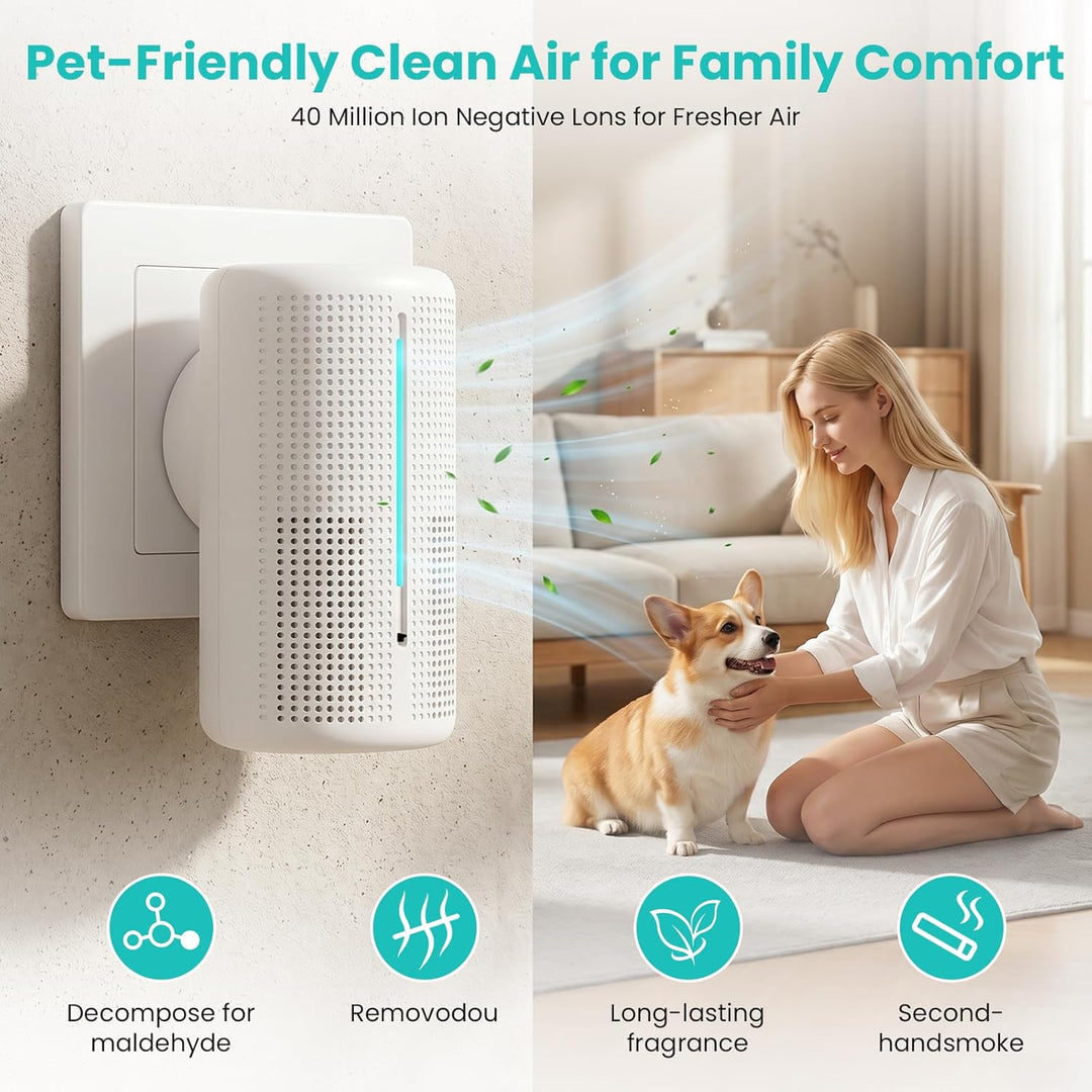 Luftreiniger für Schlafzimmer & Zuhause, Plug-In Ionisator mit 40 Millionen Negativionen, Leiser Fil