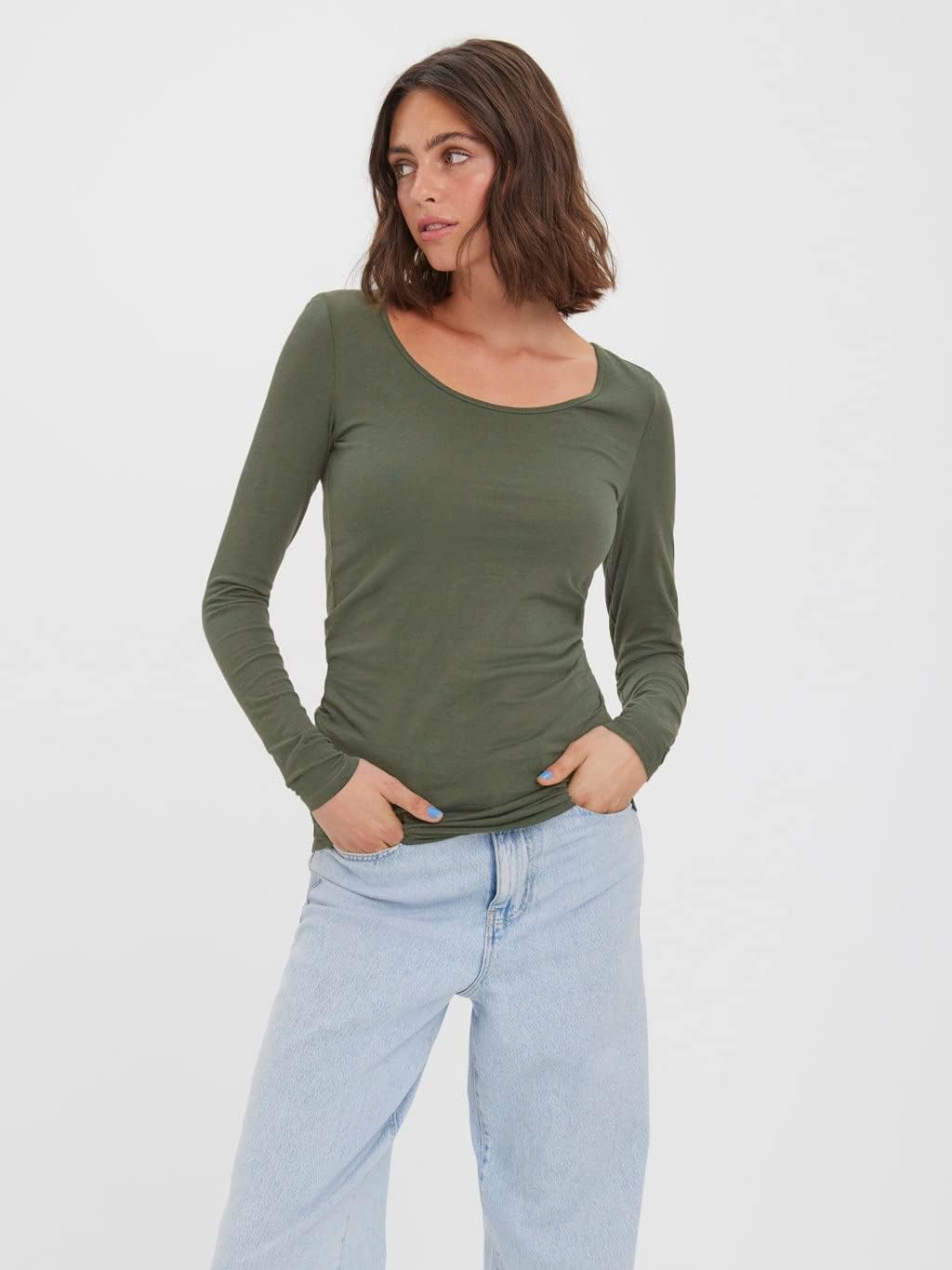 VERO MODA Female Top VMMAXI T-Shirt XXL Rosa/Grün (1x Woodrose/1x Dusty Olive), XXL Rosa/Grün (1x Wo