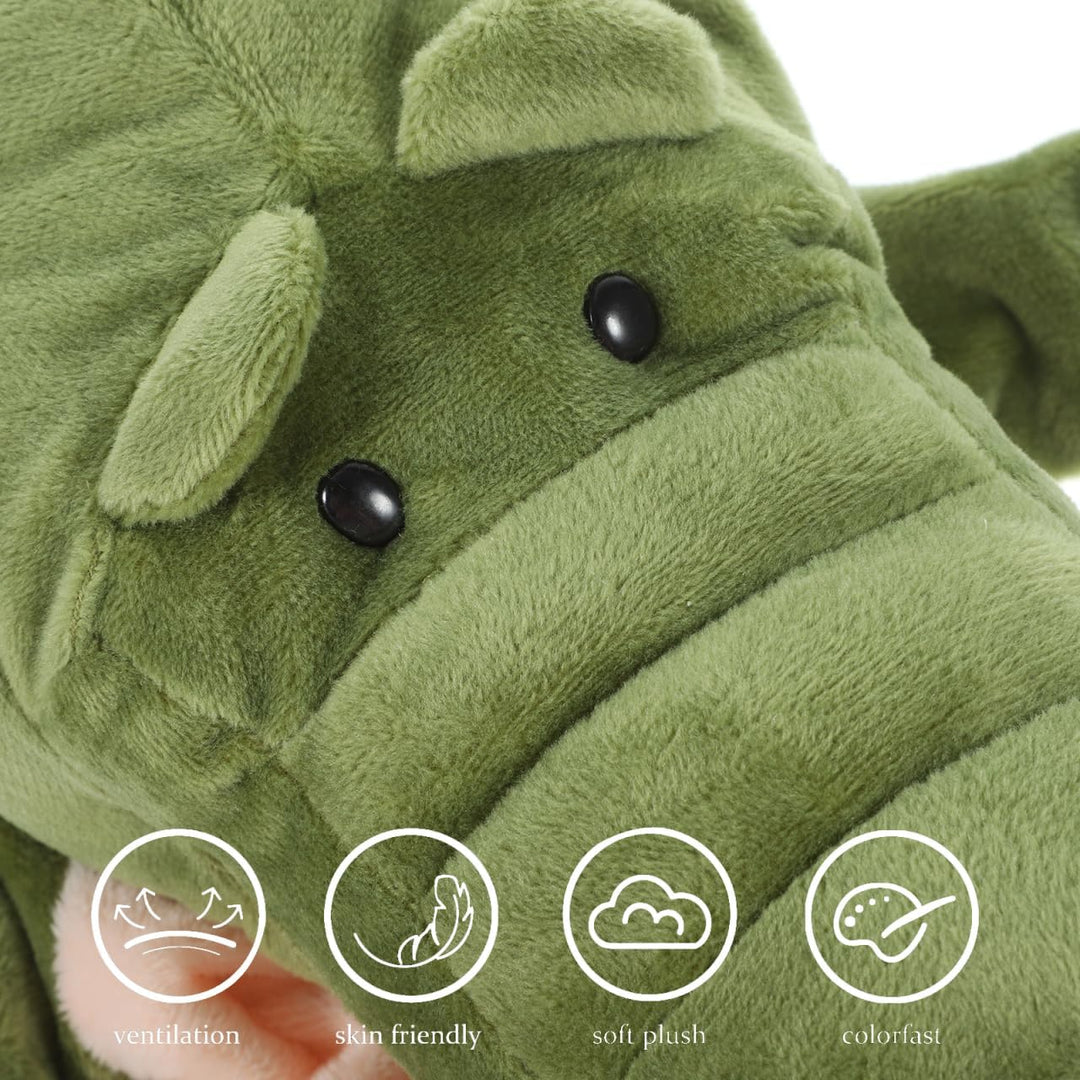 Alipis Krokodil-Handpuppen Ausgestopfte Krokodil-Handschuhe Geschichtenerzählpuppe Plüsch-Drachen Os