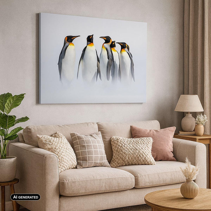 Bilder auf Leinwand Pinguine Winter Schnee Spaziergang Leinwandbild 70x50cm Wandbilder Dekoration Wo