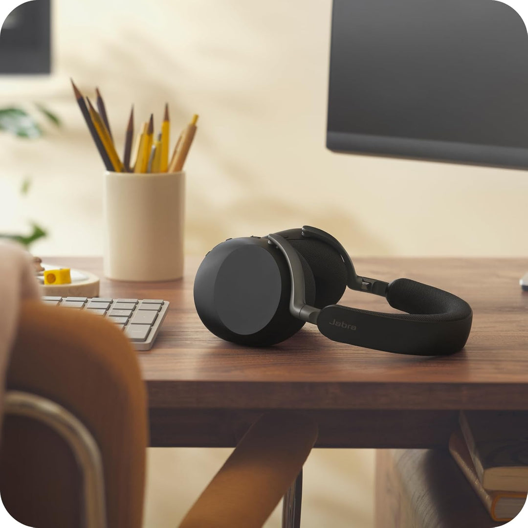 Jabra Evolve3 85 Over-Ear Bluetooth Headset kabellos mit Mikrofon &amp; Ladestation für Büro, USB-A, KI-