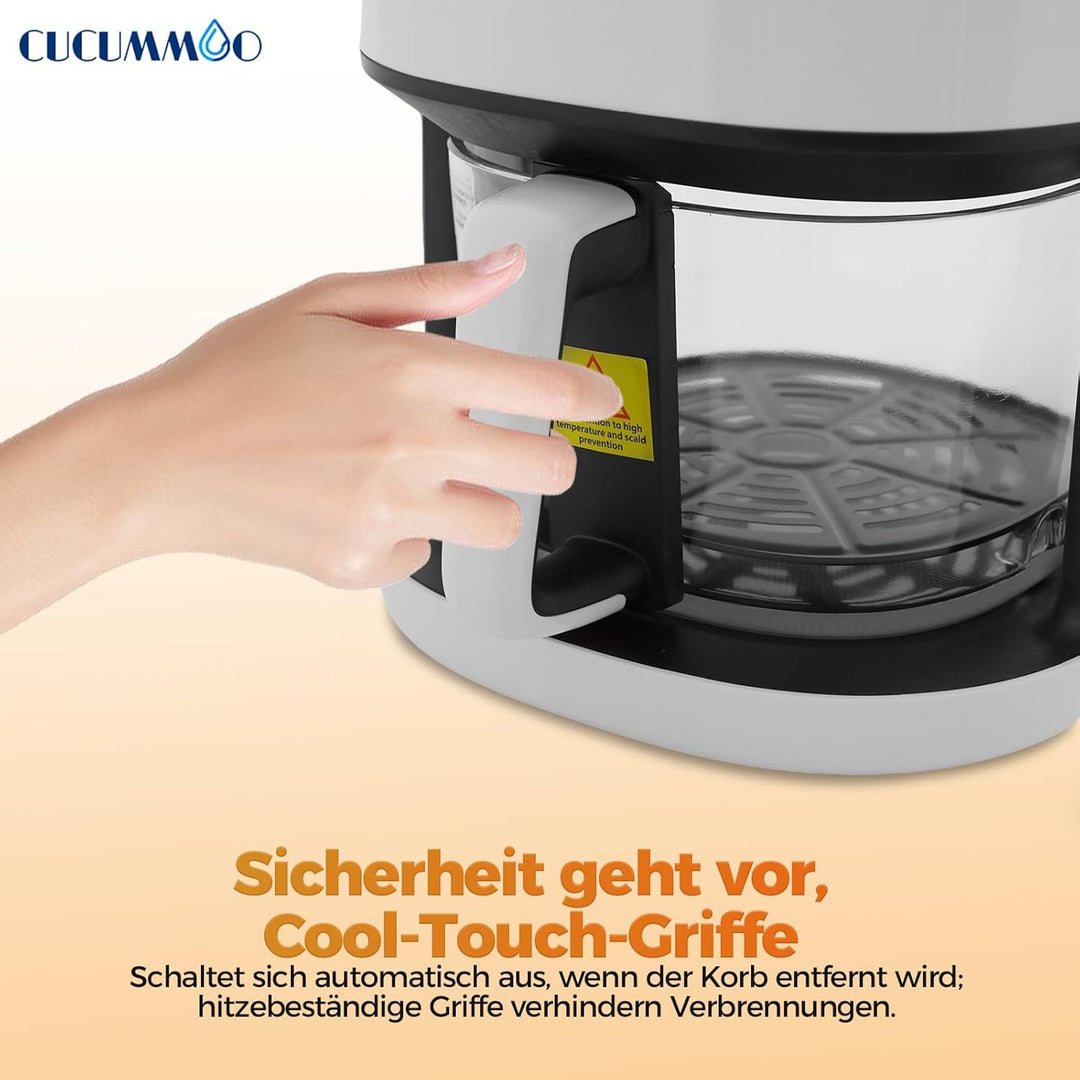 Heissluftfritteuse/Air Fryer, 3.3L Smart Airfryer mit Full Touch Screen & Sichtfenster, Garen und Ba