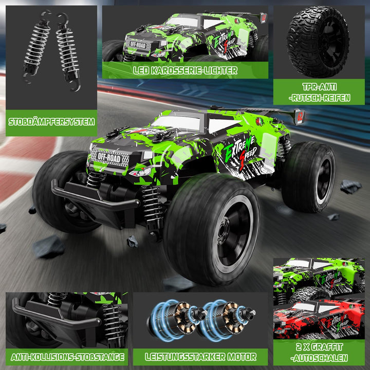Ferngesteuertes Auto Kinder ab 3 4 5 6 8 Jahre, 1:18 Ferngesteuerter Monstertruck Ferngesteuert Mit