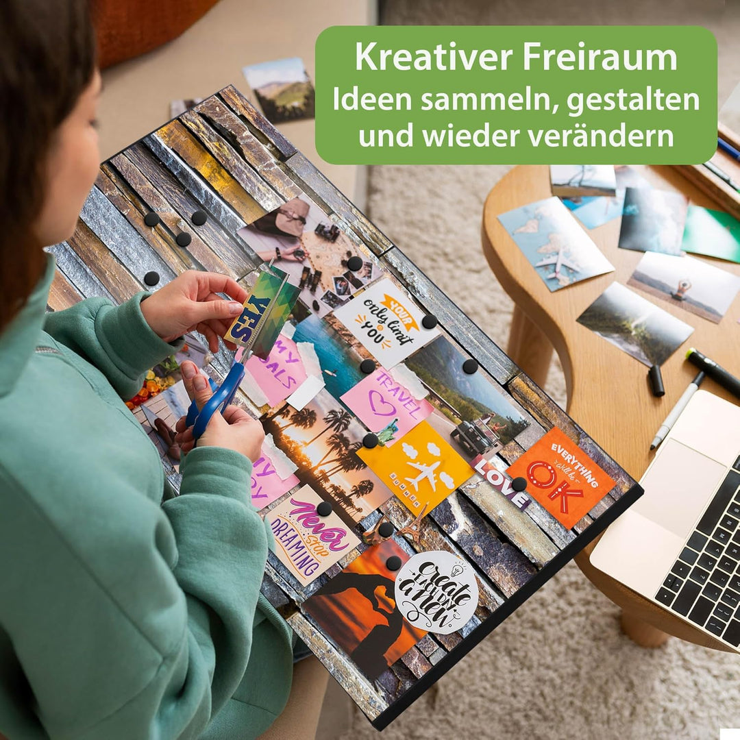 banjado Magnettafel schwarz 78 x 37cm / Magnetwand Metall/Magnetpinnwand als Memoboard/Pinnwand Magn