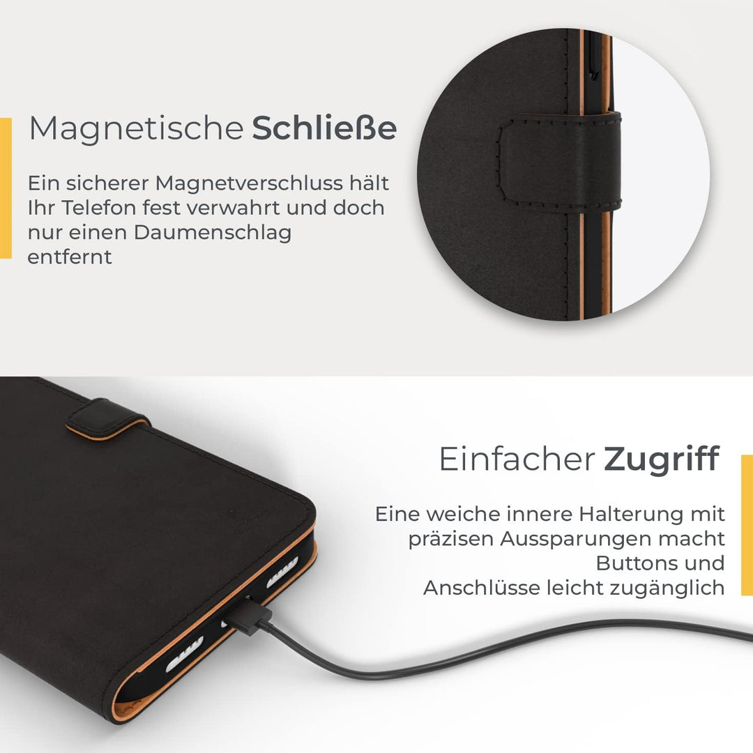 Snakehive iPhone 14 Hülle Leder | Stylische Handyhülle mit Kartenhalter & Standfuss | Handyhülle Sch