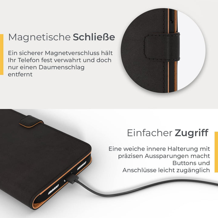 Snakehive iPhone 14 Hülle Leder | Stylische Handyhülle mit Kartenhalter & Standfuss | Handyhülle Sch