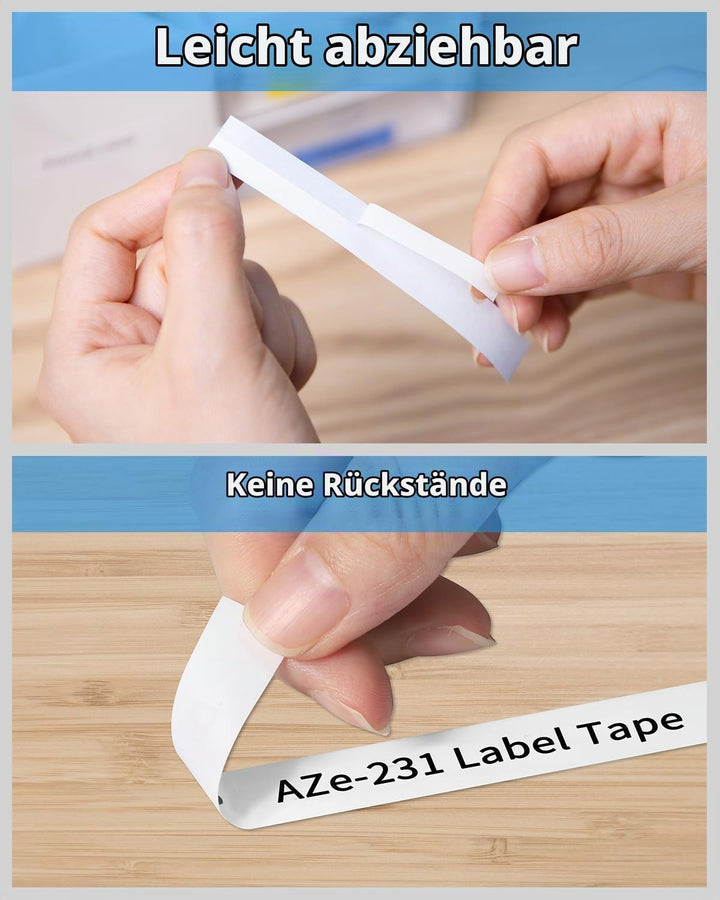 5x TZe231 Tape Cassette 12mm Black on White Kompatibel mit Brother P touch Beschriftungsgerät Bänder