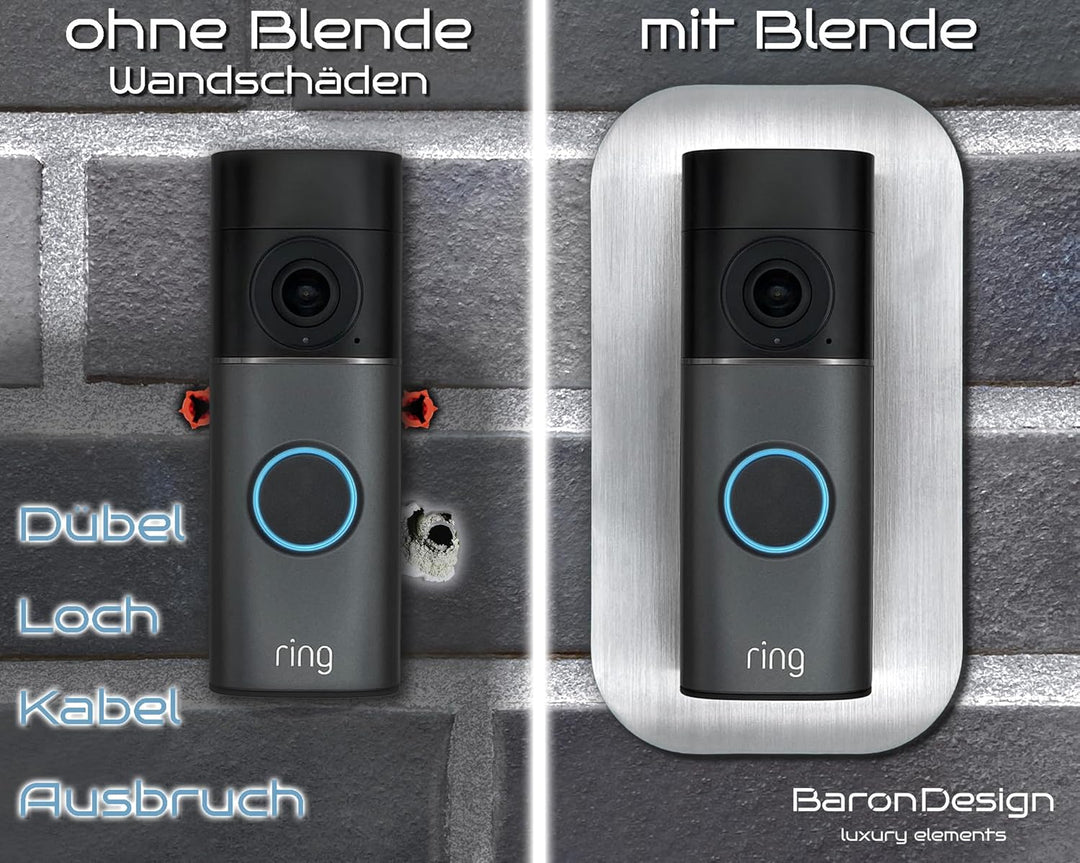 Edelstahl Blende | Zubehör für Ring Videotürklingel/Video Doorbell Wired Plus Kabel & Pro Kabel | Ha