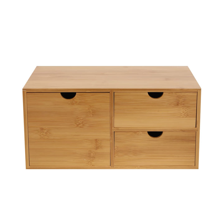 Bambus Schreibtisch Organizer mit 3 Schubladen Naturbambus Aufbewahrungsbox Schubladenbox mit Platzi