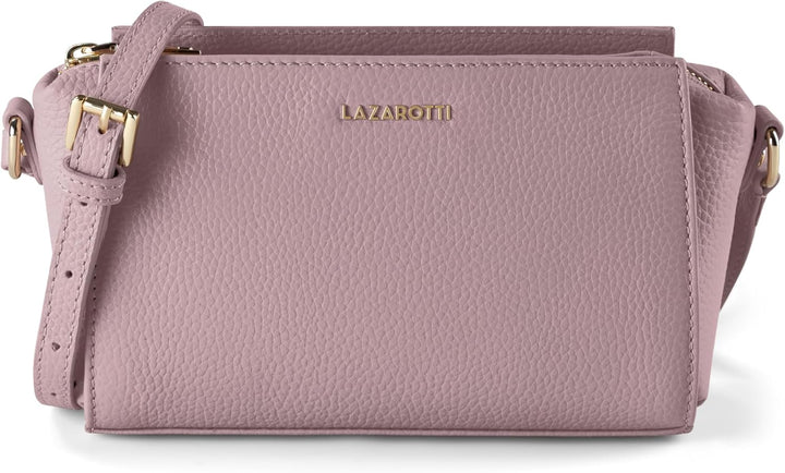 Lazarotti Bologna Leder Umhängetasche Damen | verstellbarer Schultergurt | mittelgrosse Crossbody Ba