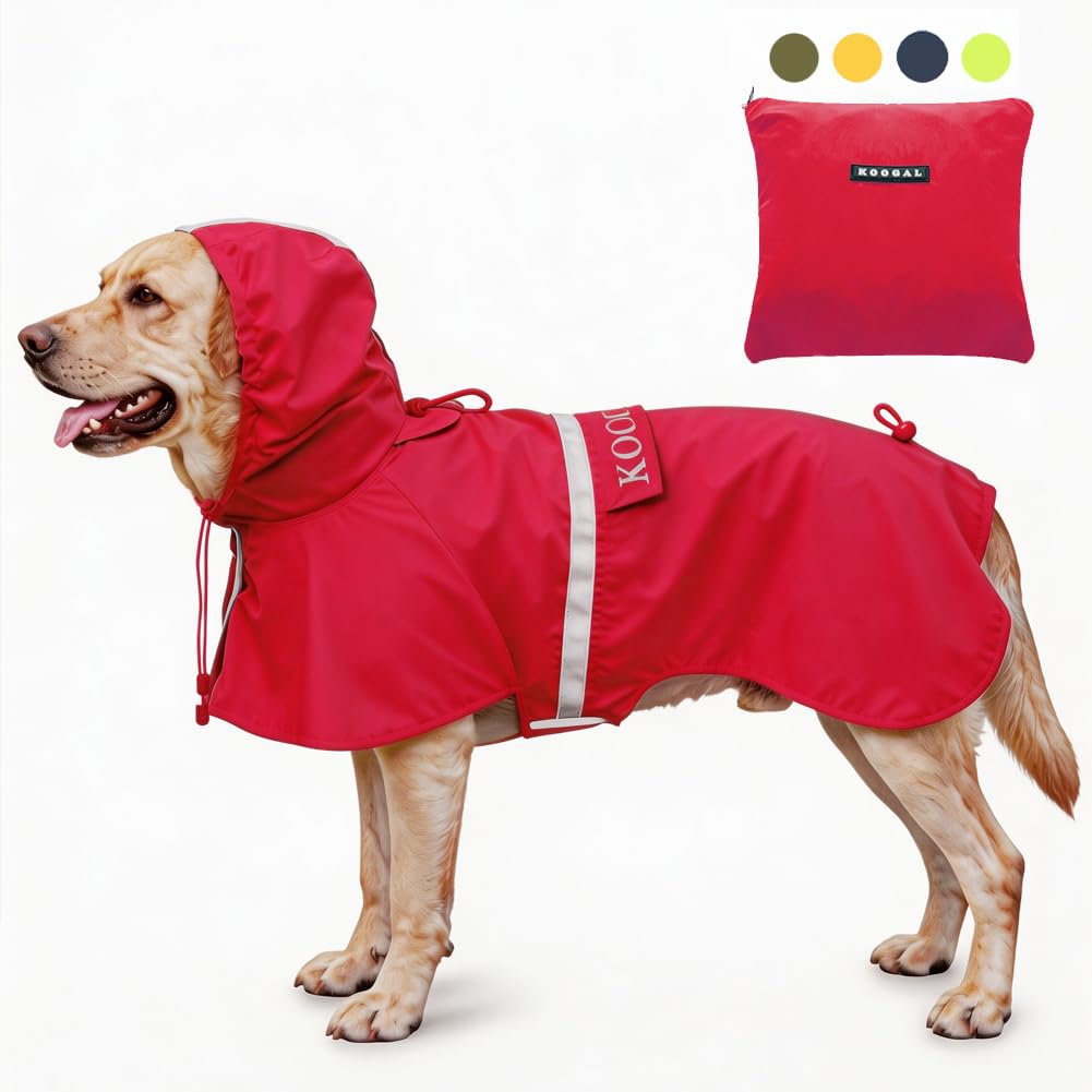 Grosse Hunde Regenjacken Mit Kapuze,Hunde Regenmantel,Mit Reflektierenden Sicherheitsstreifen, Wasse