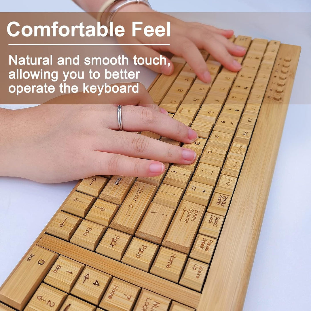 Smart Tech Handarbeit Natur Bambus Holz PC Wireless 2,4 GHz Tastatur und Maus Combo + Smart Tech Tou