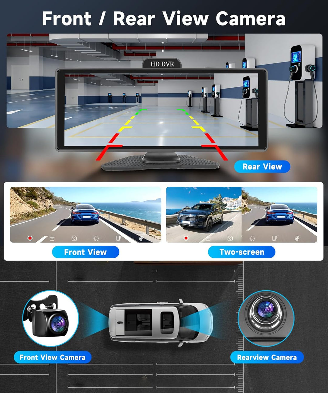 Podofo Tragbares Autoradio Wireless Carplay Android Auto 10.26'' Touchscreen ADAS System FM Sender U