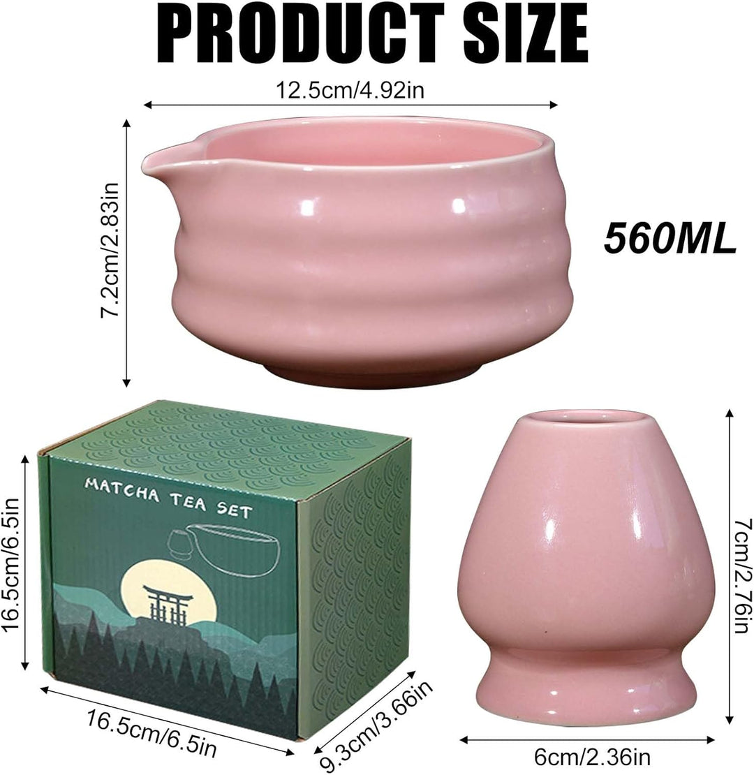 Japanische Matcha-Schale mit Ausgiesser, Traditionelle Chawan Teeschale mit Schneebesenablage aus Ke