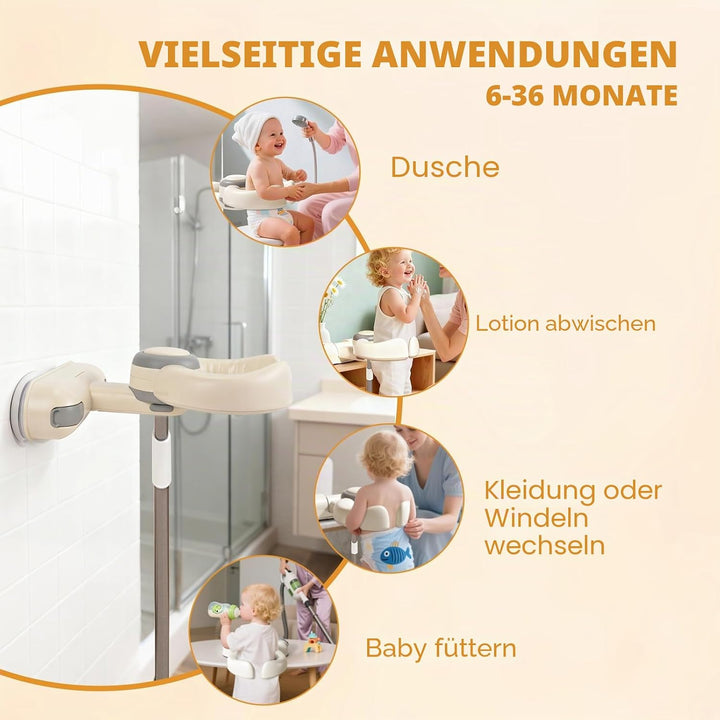 Baby Dusche Ständer Höhenverstellbar 26–35cm | Rutschfester Duschständer mit Sicherheitsgriff , Klap