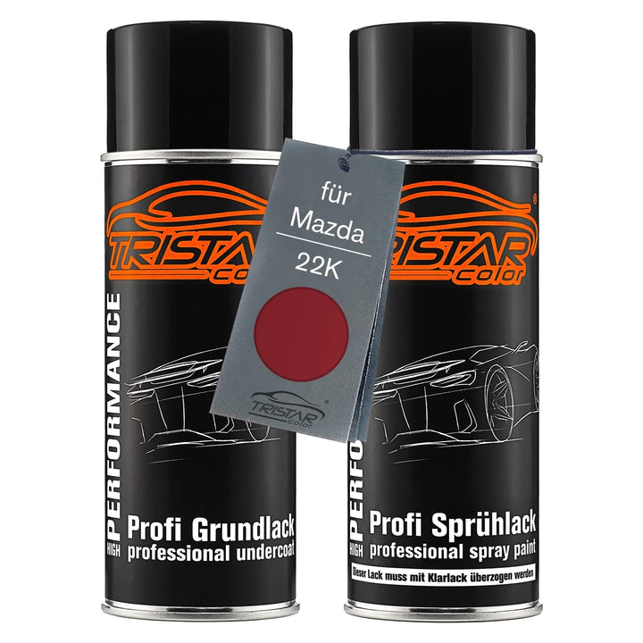 TRISTARcolor Autolack Spraydosen Set für Mazda 22K Rojo Pasion Grundlack Basislack Sprühdose 400ml