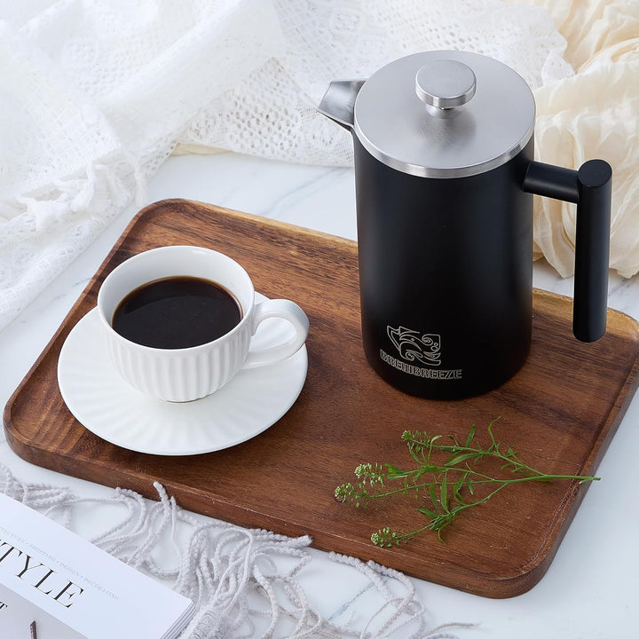 French Press Kaffeebereiter, Thermo, Kaffeepresse, für Filterkaffee, 1 Liter - 5 Tassen, doppelwandi