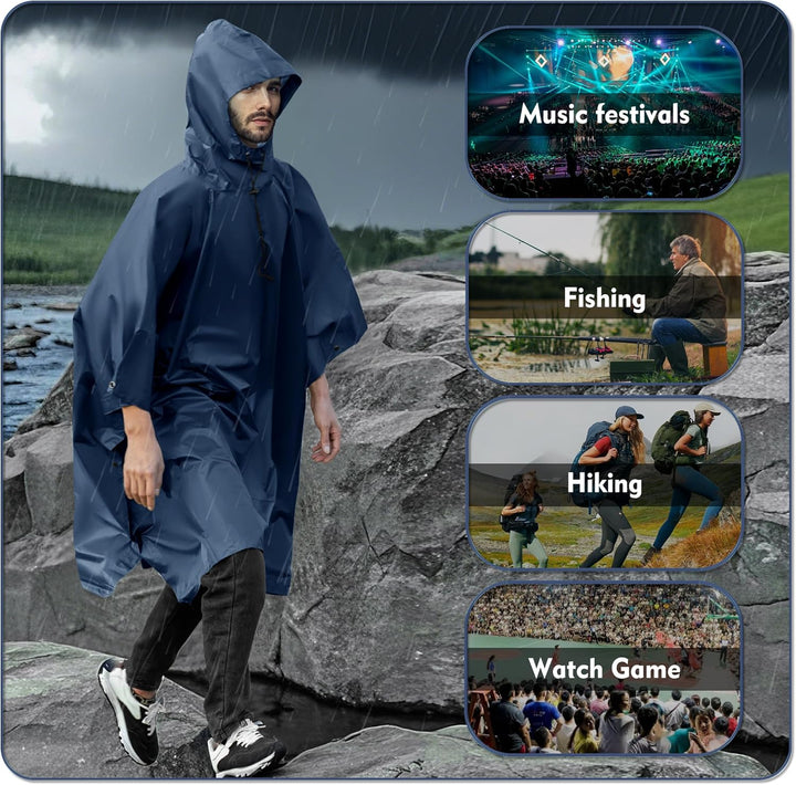 Regenponcho Wasserdicht Regencape mit Kapuze Multifunktionales Regenmantel Wiederverwendbar Regenkle