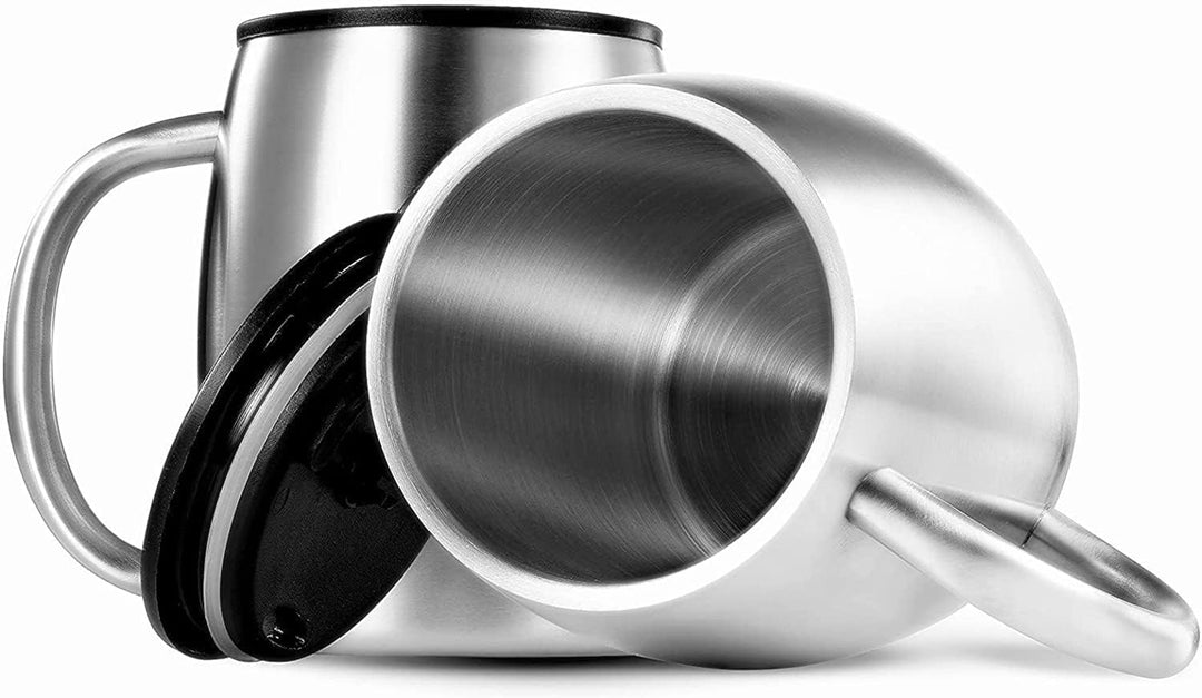 Lawei 2 Stück Edelstahl Kaffeebecher 400ml Campingtasse Isolierbecher Edelstahlbecher Thermobecher K