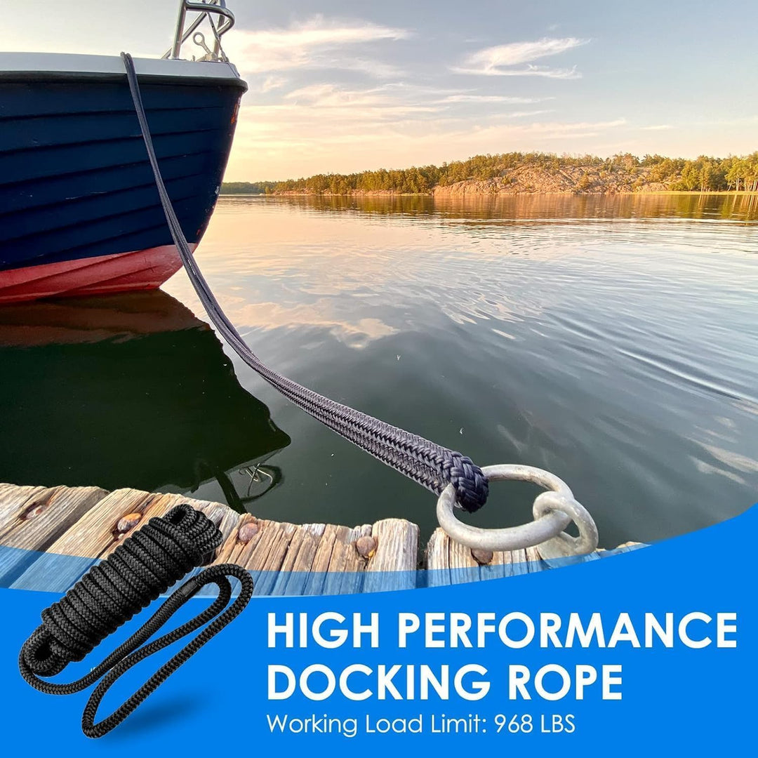 BOOMSTART 4 Stück Boot Seil 16mm Festmacherleine mit Auge Nylon Doppelt Geflochten Fenderseil Dock L