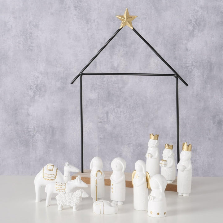 Boltze Home Minimalistische Weihnachtskrippe NATOS, 11 Figuren