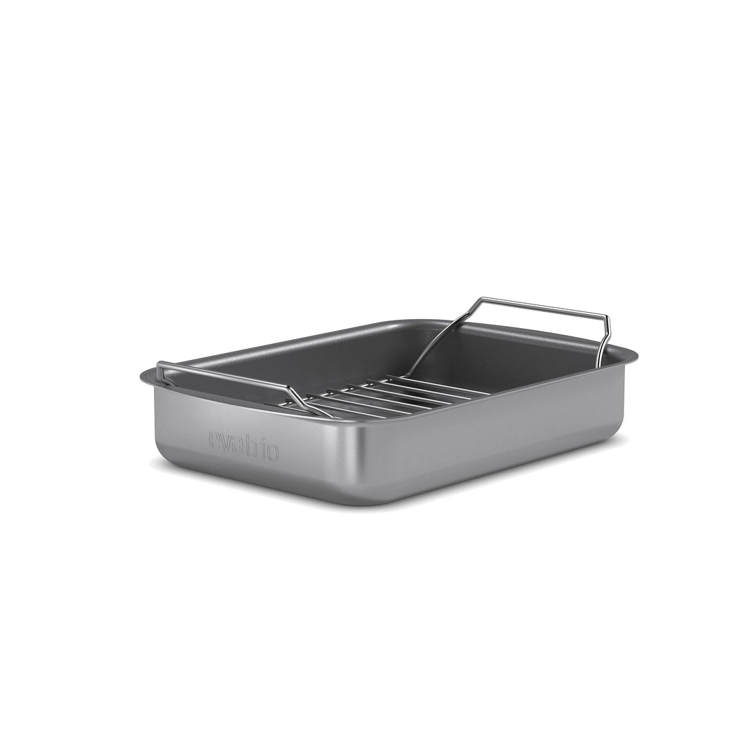 Eva Trio | Professionell Bräter mit Rost 26x19 cm keramischer Slip-Let®-Antihaftbeschichtung |Mit ih