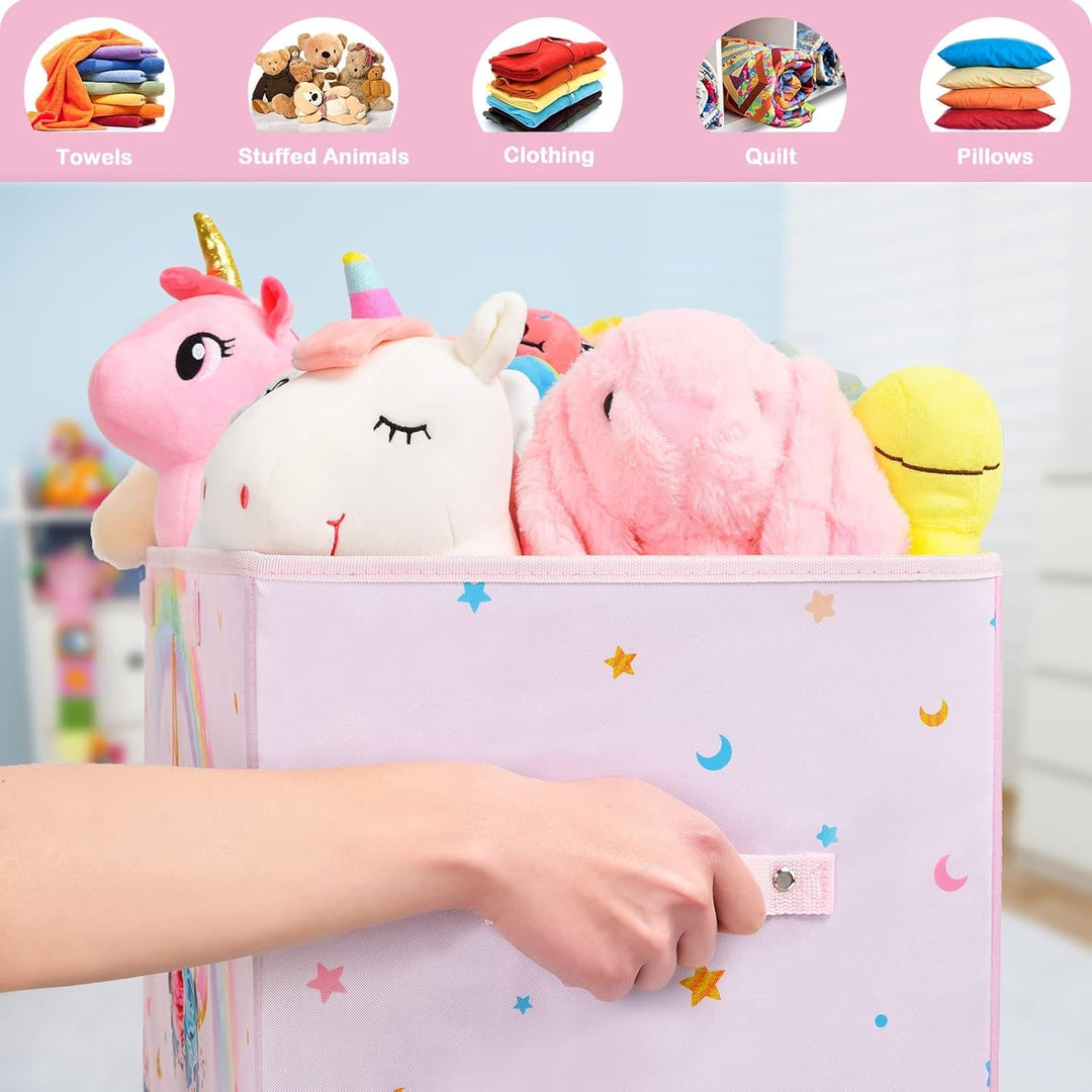 WERNNSAI Einhorn Aufbewahrungsbox mit Deckel - Kinder Spielzeugkiste 64 x 32 x 40cm Spielzeug Kleidu