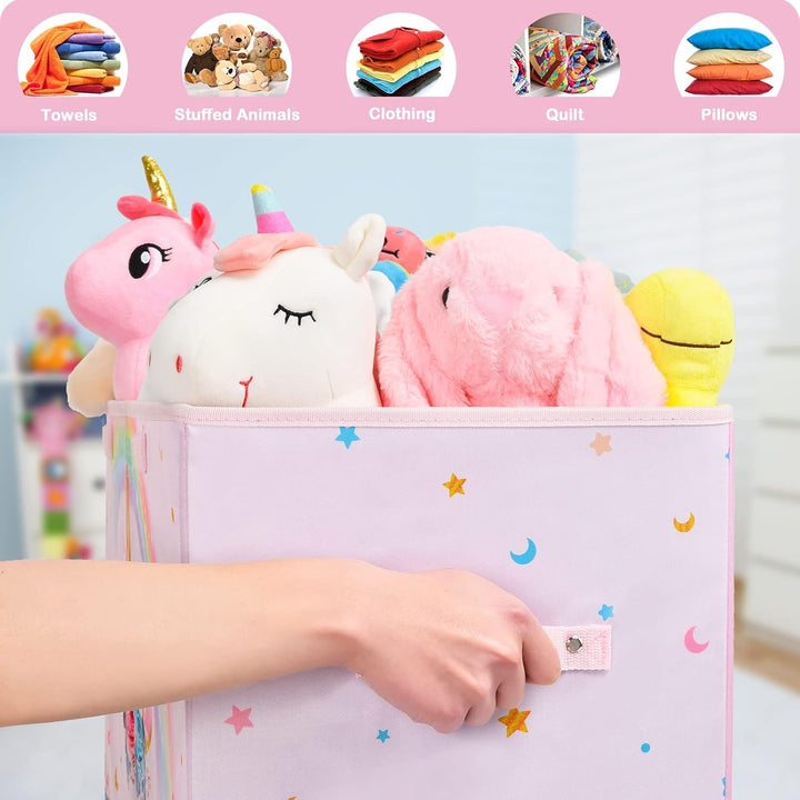WERNNSAI Einhorn Aufbewahrungsbox mit Deckel - Kinder Spielzeugkiste 64 x 32 x 40cm Spielzeug Kleidu