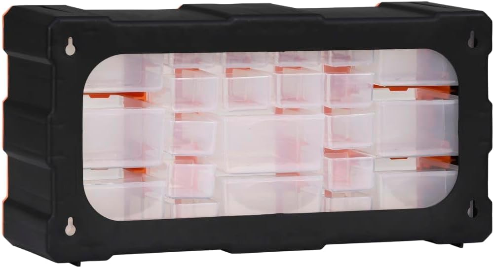 Multi-Schubladen-Organizer mit 22 Schubladen 49x16x25,5 cm Orange und Schwarz 22 Schubladen, Orange