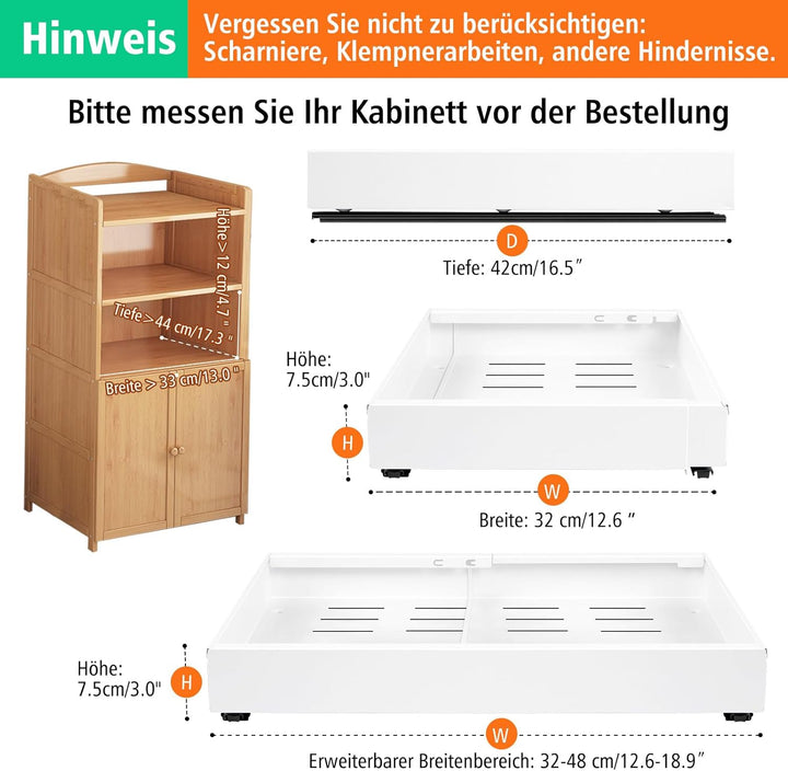 Teleskopschublade,Dehnbar Ausziehbarer Schrank Organizer, Kohlenstoffstahl Ausziehbare Schubladen Au