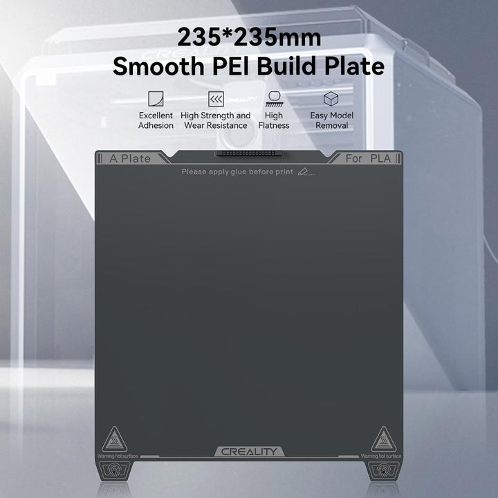 Creality Offizielle K1C Bauplatte PEI-Blatt mit Düsenreiniger 235 x 235 mm glatte Oberfläche flexibl