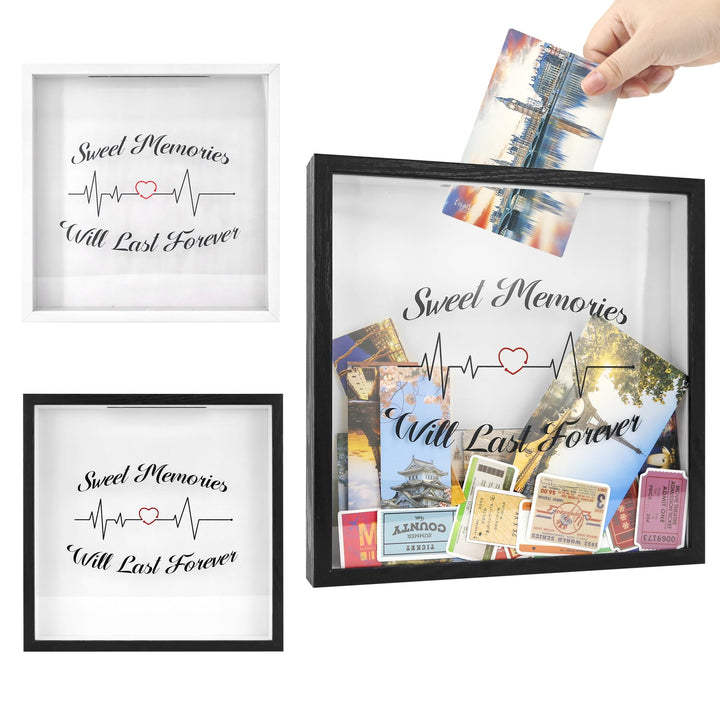 30x30 3D Bilderrahmen Schattenbox mit Glasscheibe Ticketstummel Reise Abenteuer Archivbox Reise Lieb