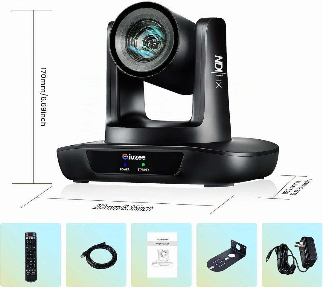 NDI AI PTZ Kamera 30X Optischer Zoom mit USB/HDMI/3G-SDI/RJ45 IP Live-Streaming Kamera KI-Auto-Track