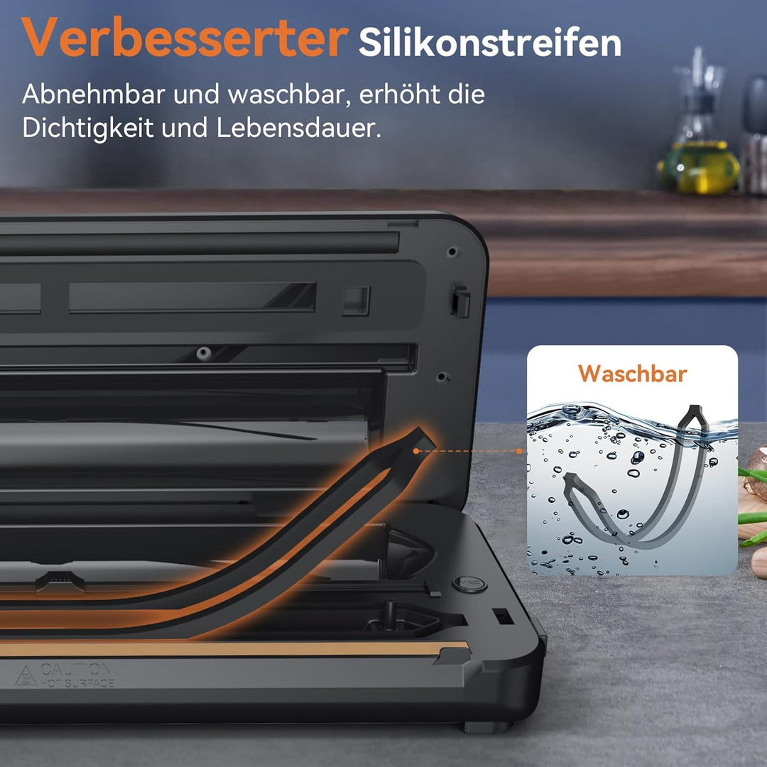 Vakuumiergerät, 8-in-1 Vakuumierer 80 KPA Lebensmittel Trocken-/Feuchtmodus mit eingebautem Cutter u