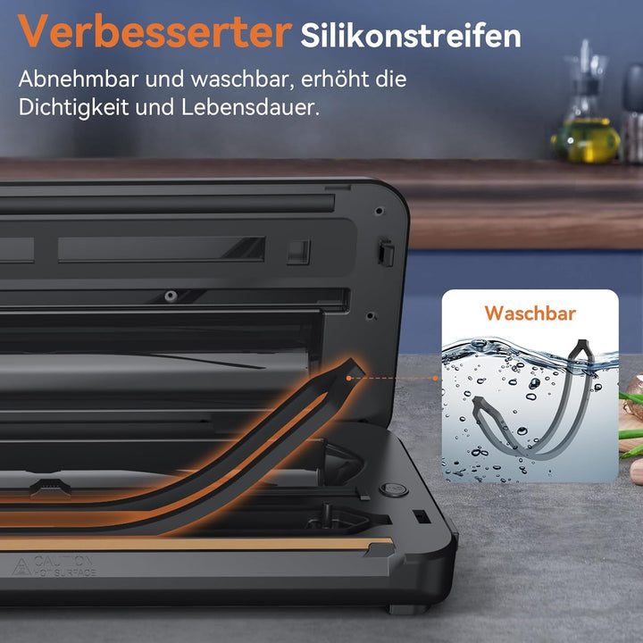 Vakuumiergerät, 8-in-1 Vakuumierer 80 KPA Lebensmittel Trocken-/Feuchtmodus mit eingebautem Cutter u