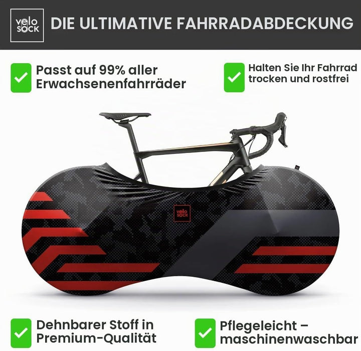 Velo Sock Unisex – Erwachsene Red Lines Bike Cover, One Size, Red Lines