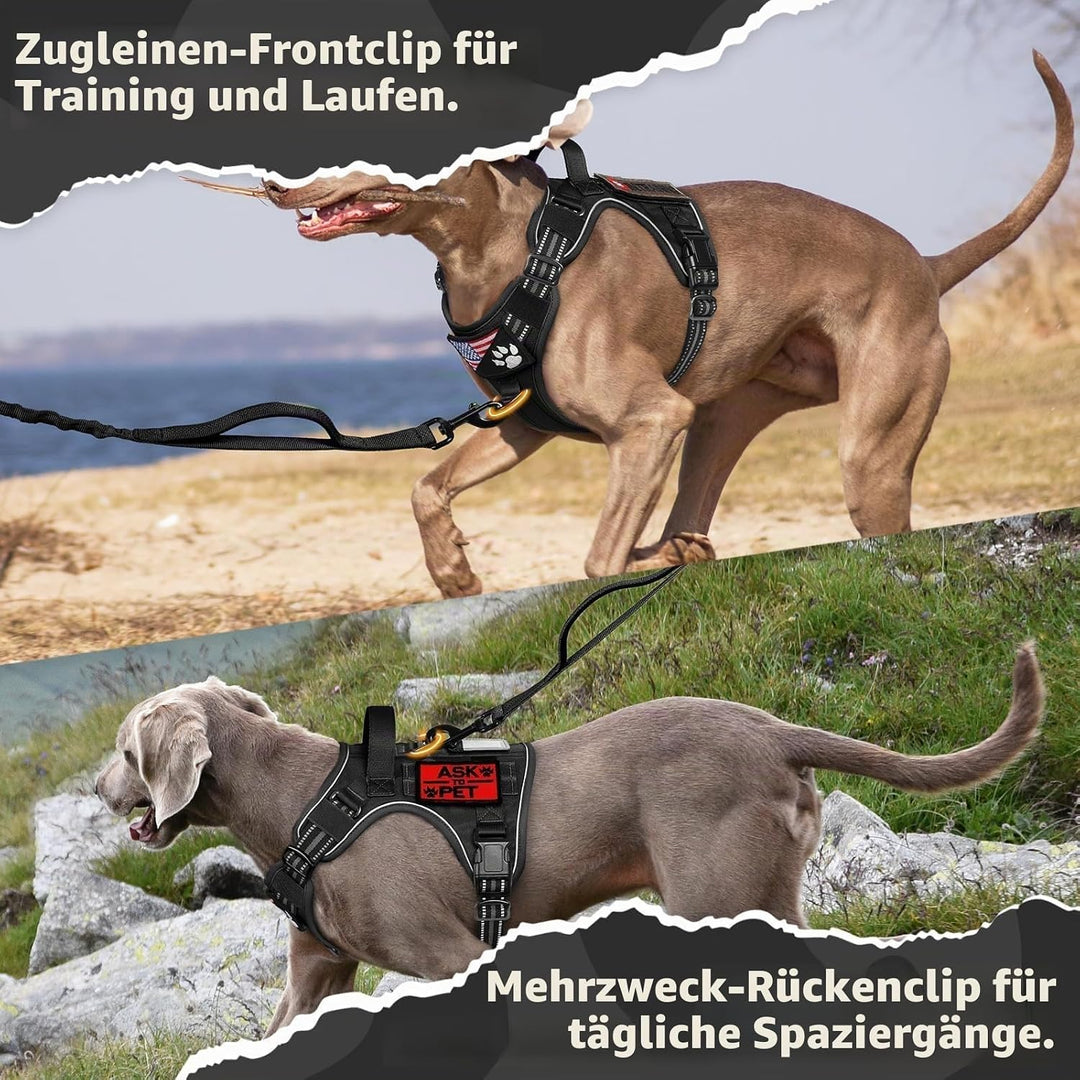 rabbitgoo Hundegeschirr Grosse Hunde, Anti Zug Geschirr Hund Verstellbar mit Griffe Verbreitert, Rob