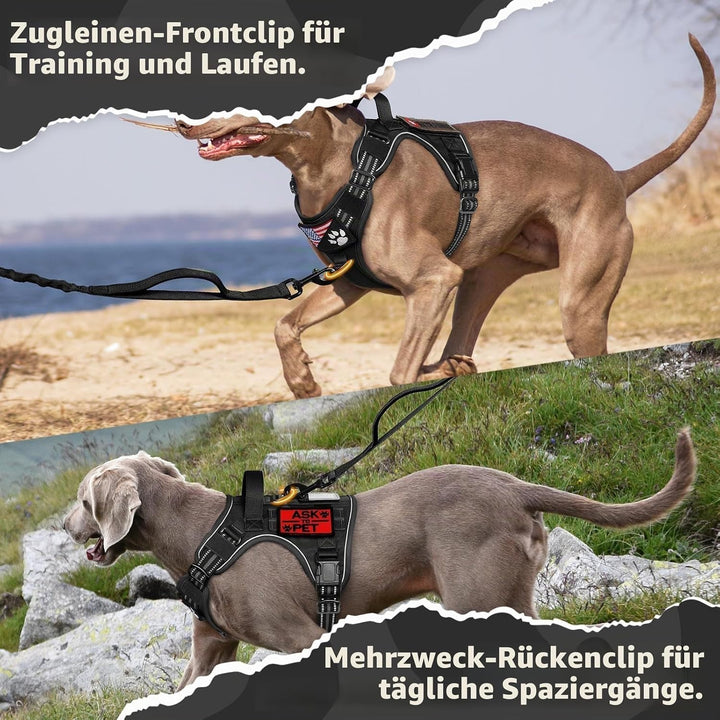 rabbitgoo Hundegeschirr Grosse Hunde, Anti Zug Geschirr Hund Verstellbar mit Griffe Verbreitert, Rob