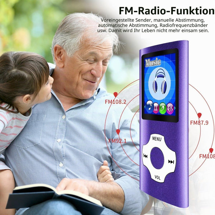 Mymahdi MP3/MP4-Player, lila mit 1,8-Zoll-LCD-Bildschirm und Memory-Karten-Slot, Support für Max 128