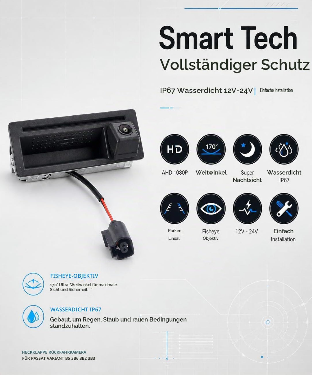 Auto Kofferraum Griff Kamera Replacement for VW Bora Variant Kombi Golf IV 4 MK4 Variant Kombi Touar